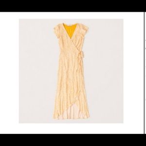 NWT yellow midi wrap dress